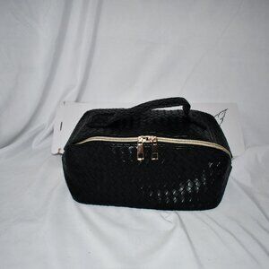 ZAUKNYA Extra Large Makeup Organizer, PU Leather in Black Checkered/Black NWT